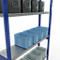 Schulte Lagertechnik Système de rayonnage à tablettes emboîtables MULTIplus 250, rayonnage de base, verrou de longueur, 3000x1300x300 mm, 7 tablettes, bleu gentiane/galvanisé
