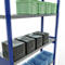 Schulte Lagertechnik Système de rayonnage à tablettes emboîtables MULTIplus 250, rayonnage de base, verrou de longueur, 3000x1300x400 mm, 7 tablettes, bleu gentiane/galvanisé