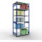 Schulte Lagertechnik Système de rayonnage à tablettes emboîtables MULTIplus 250, rayonnage de base, verrou de longueur, 3000x1300x800 mm, 7 tablettes, bleu gentiane/galvanisé