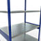 Schulte Lagertechnik Système de rayonnage à tablettes emboîtables MULTIplus 250, rayonnage de base, verrou de longueur, 3000x1300x800 mm, 7 tablettes, bleu gentiane/galvanisé