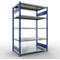 Schulte Lagertechnik Système de rayonnages à tablettes emboîtables MULTIplus 250, rayonnage de base, verrou de longueur, 2000x1300x800 mm, 5 tablettes, bleu gentiane/galvanisé
