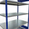Schulte Lagertechnik Système de rayonnages à tablettes emboîtables MULTIplus 250, rayonnage de base, verrou de longueur, 2000x1300x800 mm, 5 tablettes, bleu gentiane/galvanisé
