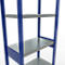 Schulte Lagertechnik Système de rayonnages à tablettes emboîtables MULTIplus 250, rayonnage de base, verrou de longueur, 2500x750x400 mm, 6 tablettes, bleu gentiane/zingué