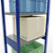 Schulte Lagertechnik Système de rayonnages à tablettes emboîtables MULTIplus 250, rayonnage de base, verrou de longueur, 2500x750x500 mm, 6 tablettes, bleu gentiane/zingué