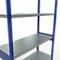 Schulte Lagertechnik Système de rayonnages à tablettes emboîtables MULTIplus 250, rayonnage de base, verrou de longueur, 3000x1300x500 mm, 7 tablettes, bleu gentiane/zingué