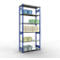 Schulte Lagertechnik Système de rayonnages à tablettes emboîtables MULTIplus 250, rayonnage de base, verrou de longueur, 3000x1300x500 mm, 7 tablettes, bleu gentiane/zingué