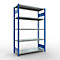 Schulte MULTIplus250 Rayonnage emboîtable, rayonnage de base, 5 tablettes, jusqu'à 250 kg par tablette, montage sans outillage, L 1300 x P 500 x H 2000, bleu gentiane/galvanisé