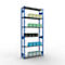 Schulte MULTIplus250 Rayonnage emboîtable, rayonnage de base, 7 tablettes, jusqu'à 250 kg par tablette, montage sans outillage, L 1300 x P 400 x H 3000, bleu gentiane/galvanisé