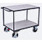 Schwerer ESD-Tischwagen, Stahl/Spanplatte, Graphitgrau/Lichtgrau, 2 Etagen, L 1200 x B 800 mm, TPE-Rollen mit EasySTOP, bis 500 kg