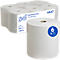 Weisse Papierhandtuchrollen, 6er-Pack, mit Produktlabel und blauer Kennzeichnung.