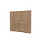 Wooden panel with integrated shelf, shown slightly tilted on a white background.