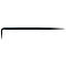 Black metal hook tool. Hook-shaped at one end, tapering to a point at the other.