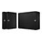 Drei schwarze externe Festplatten auf weißem Hintergrund. Jede hat ein geriffeltes Muster und das Seagate-Logo.