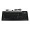 Schwarze Tastatur mit Kabel. Oben rechts steht Seal Shield.