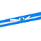White packaging tape with metal closure on a blue background.