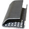 Metal closure, partially open. The surface has a slightly rough texture. There are many small rectangular holes on the underside.