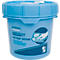 Seau bleu avec couvercle, imprimé : Kimtech Wettask System, illustration de mains tenant un chiffon.