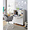 Secretaresse, ideaal voor thuiskantoor, uitklapbaar schrijfblad, 2 vakken achter vleugeldeuren, zwenkwielen, hout, B 900 x D 450 x H 1200 mm, wit/wit
