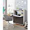Sekretär, ideal für das Home Office, ausklappbare Schreibfläche, 2 Fächer hinter Flügeltüren, Lenkrollen, Holz, B 900 x T 450 x H 1200 mm, weiß/grau