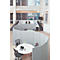 Séparation acoustique Luxor, 3 panneaux, avec pieds, env. 19 kg, dimensions totales L 1830 x P 35 x H 1680 mm, matériaux recyclés, gris clair