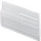 A white plastic part at an angle, with vertical grooves and writing. Inscription: TOP/UP.