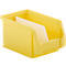 Yellow plastic box with divider.