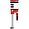 Serre-joint rouge et noir avec le logo "BESSEY". L'outil a une tige métallique, un dispositif de serrage rouge et une poignée noire.