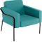 Sessel meet® by Paperflow MEDSO Klassik L, gepolstert, Sitzfläche austauschbar, B 750 x T 743 x H 736 mm, Stoff und Stahl, blau/mattschwarz