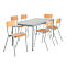 Set avantageux : 6 chaises en bois avec pieds chromés et 1 table 1600 x 800 mm, gris clair