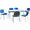 Set avantageux : 6 chaises ISO BASIC - tissu bleu et 1 table pliante 1600 x 800 mm- gris clair 