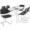 Set avantageux : 6 chaises ISO SWING anthracite et 1 table 1600 x 800 mm, gris clair