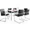 Set avantageux : 6 chaises RUMBA, similicuir noir et 1 table 1600 x 800 mm, décor gris clair
