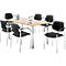 Set avantageux : 6 chaises Styl - empilable- noir et 1 table 1600 x 800 mm - décor érable