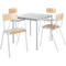 Set de 4 chaises en bois et 1 table 800 x 800 mm, hêtre, piétement des chaises en gris clair 