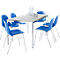 Set de 6 chaises BETA, bleu et 1 table 1600 x 800 mm, gris clair 