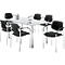Set de 6 chaises STYL, noir et 1 table 1600 x 800 mm, gris clair 