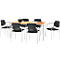 Set de 6 chaises STYL, noir et 1 table 1600 x 800 mm, hêtre 