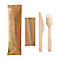 Set de couverts jetables Papstar Pure, couteau, fourchette et serviette, biodégradable, bois de bouleau certifié FSC®, 50 pièces dans un sac en papier.