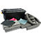 Set de secours en cas de fuite dans une valise à roulettes avec couvercle amovible, 132 pièces, gris universel, capacité 150 L