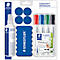 Set pour tableau blanc Staedtler Lumocolor 613 S, y compris 4 marqueurs pour tableau blanc, un effaceur, un spray de nettoyage et des aimants