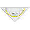 Transparent yellow highlighted protractor. Scales, angle markings and the words 'LINEX'.