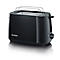 Schwarzer Toaster mit silbernen Hebevorrichtungen und Bedienrädern, isoliert auf weißem Hintergrund. Der Schriftzug 'SEVERIN' ist sichtbar.