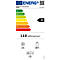 Energieeffizienzlabel eines Kühlschranks. Energieeffizienzklasse D, 110 kWh/annum. Angaben zu Gefrier- und Kühlvolumen, sowie Geräuschemission.
