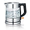 Glaswasserkocher mit kochendem Wasser; Metall, Kunststoff, und Glas. Marke 'SEVERIN'.