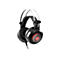 Schwarzes Sharkoon Gaming-Headset mit leuchtend rotem Logo auf den Ohrmuscheln und metallischem Bügel.