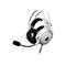 Weißes Gaming-Headset mit schwarzem Mikrofon und Ohrmuscheln auf weißem Hintergrund.
