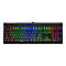Schwarze Gaming-Tastatur mit bunten RGB-Tasten. Beschriftungen sind weiß. Oben steht "SKILLER".