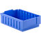 Blue plastic box with ribbed outside, empty.