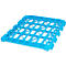 Light blue plastic grid pattern with rectangular and triangular openings.