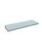 A rectangular, light gray wall shelf against a white background.